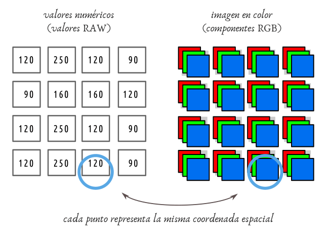 Fichero RAW - Niveles vs componentes RGB